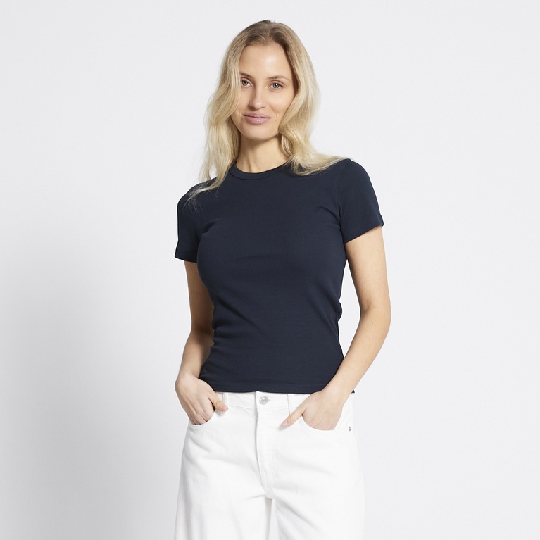 Rib tee "Alvia Rib Top" Dark Blue